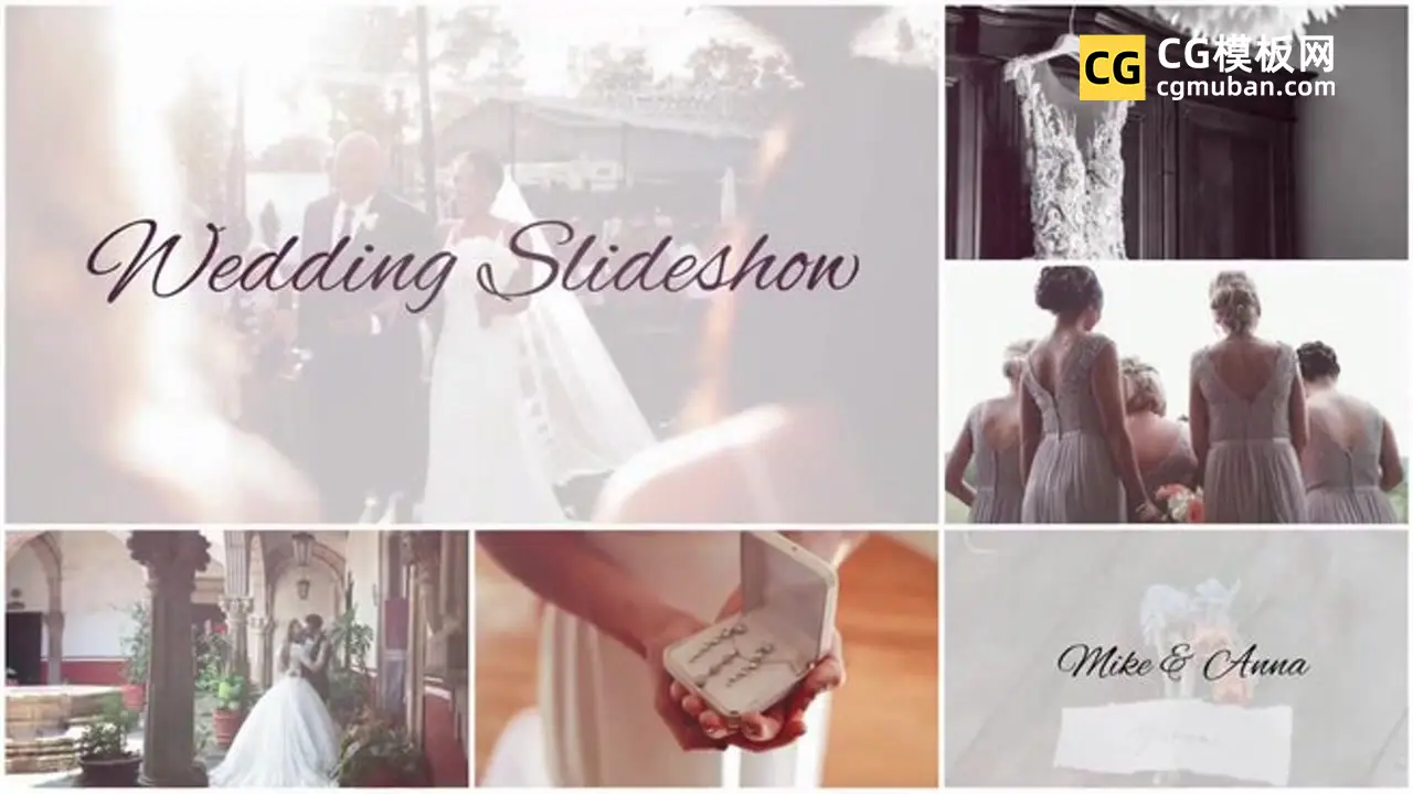 FCPX婚礼模板 分屏拼接放大照片展示婚庆电子相册fcpx幻灯片插件 Wedding Slideshow插图