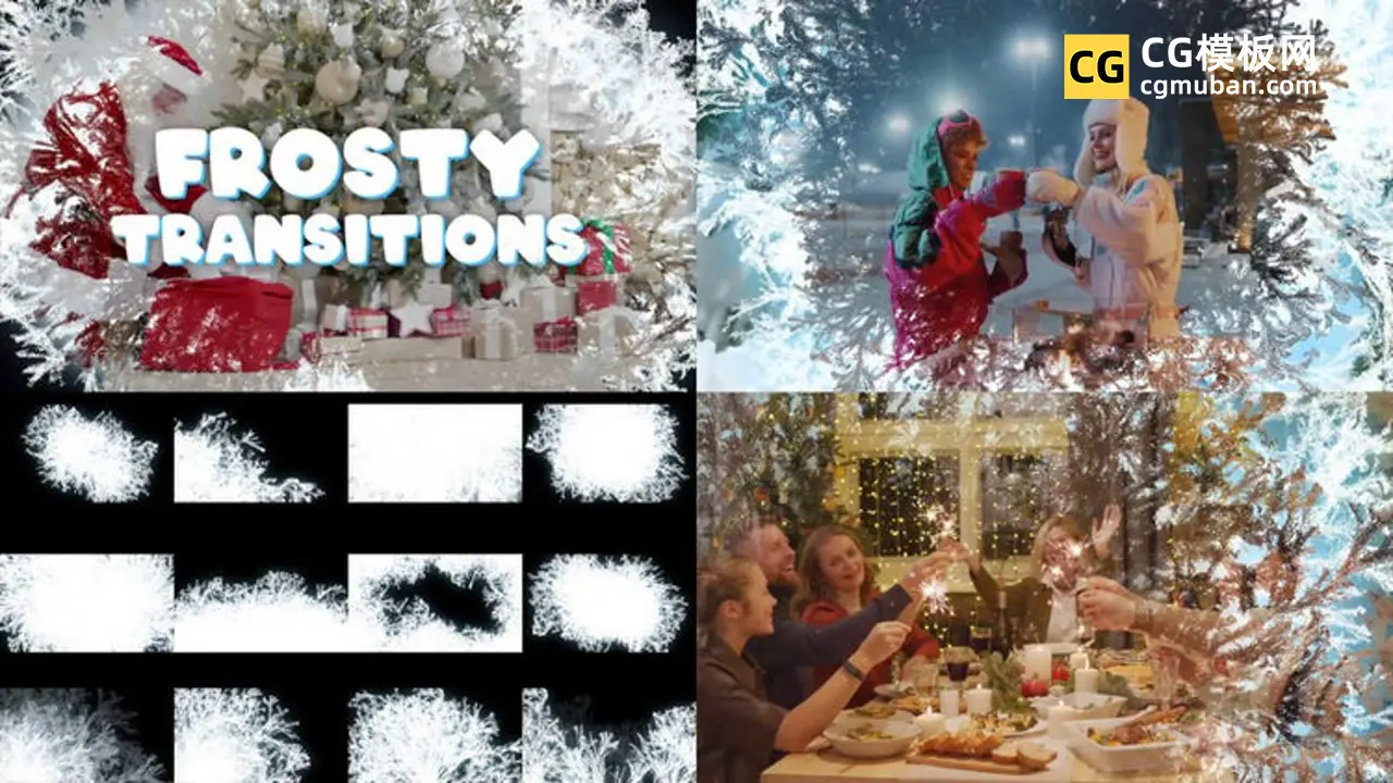 finalcutpro插件 冰霜转场模板 12个冬天雾凇扩散动画圣诞节日视频过渡插件 Frosty Transitions插图