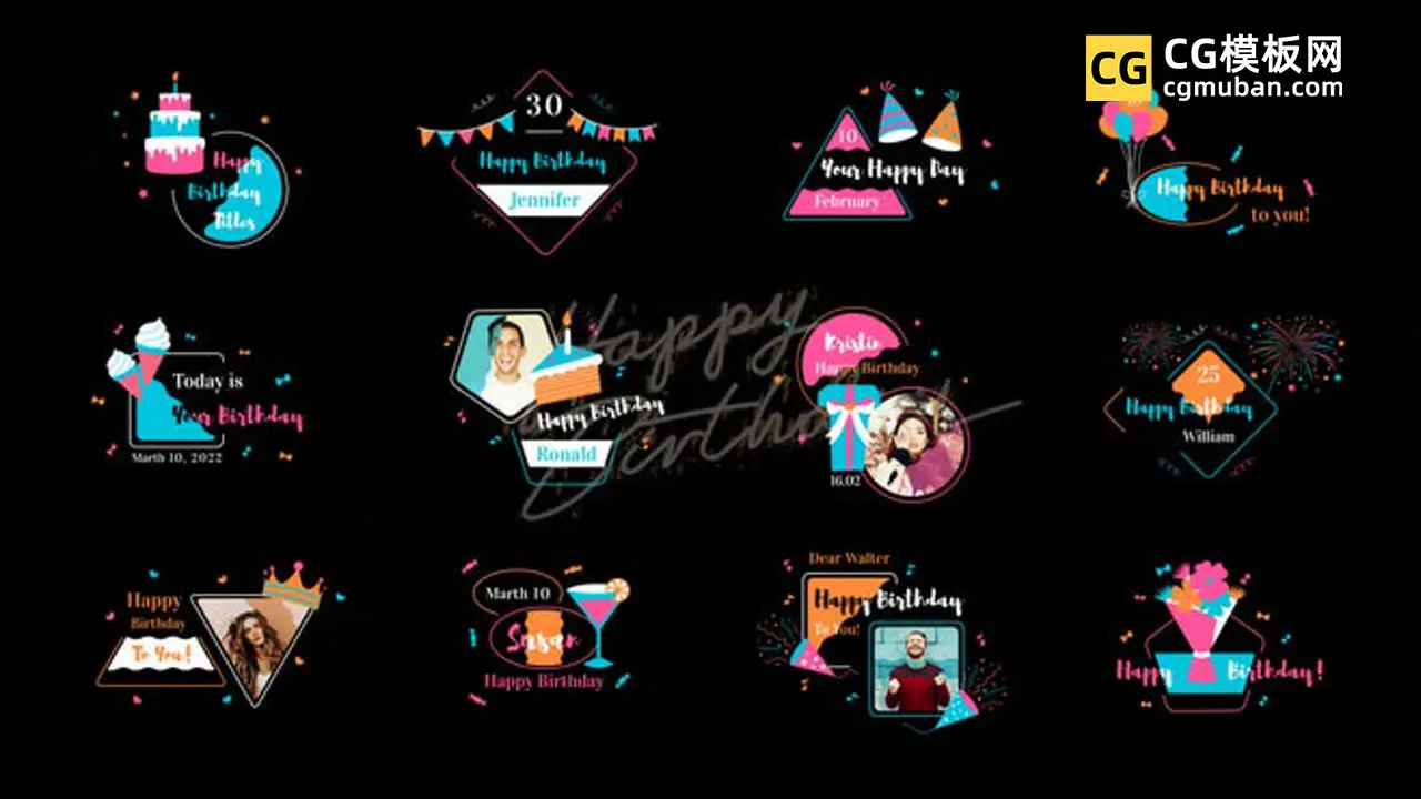 生日快乐祝福聚会团建视频元素素材fcpx标题插件 Happy Birthday Titles插图