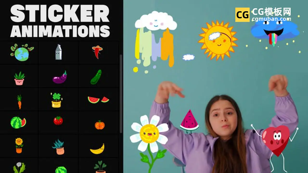 自然表情符号贴纸动画 水果植物蔬菜Emoji卡通动画finalcut插件支持M1插图