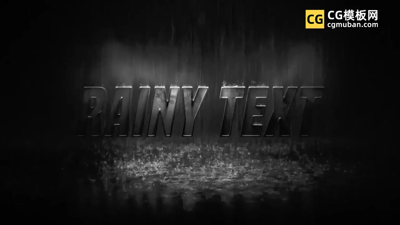 PR标题模板 下雨金属文字片头动画 Rainy Titles
