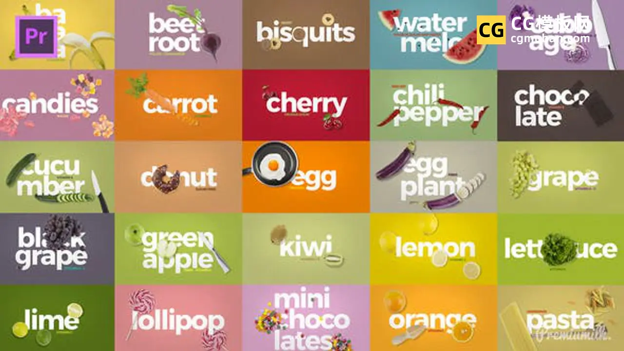 3分钟多彩水果蔬菜标题餐厅美食节目视频包装 PR宣传模板图