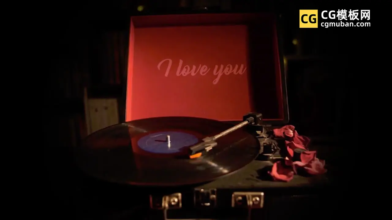 浪漫的黑胶唱片情人节告白开场动画AE模板