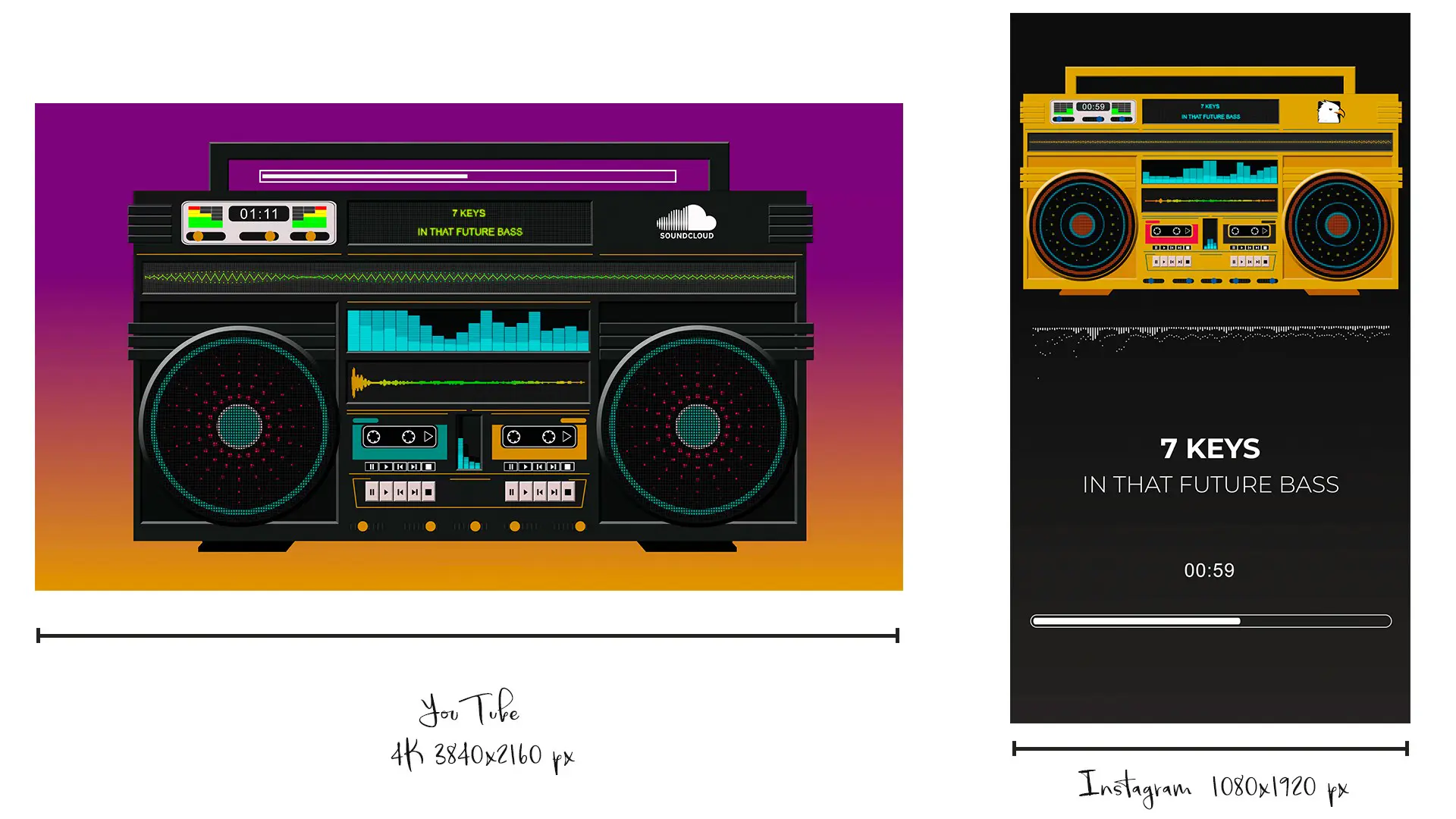 创意设计音乐专辑封面音频频谱可视化黑胶磁带播放器均衡器AE模板插图(3)