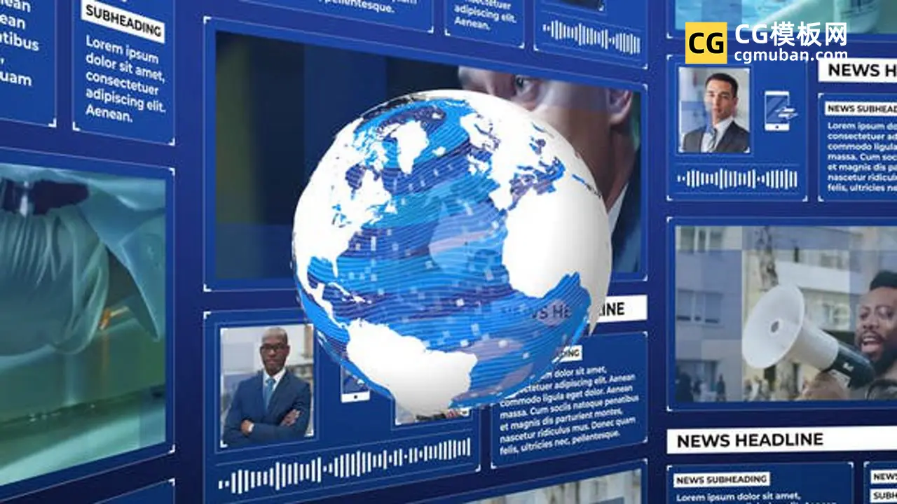 全球新闻播报电视栏目包装AE模板 含片头字幕条等插图