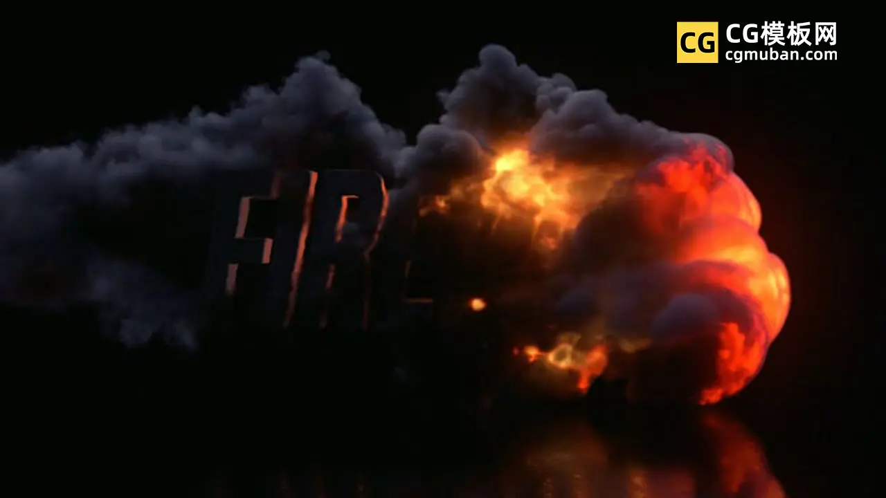 3D效果火球烟雾划过标题动画Pr片头模板