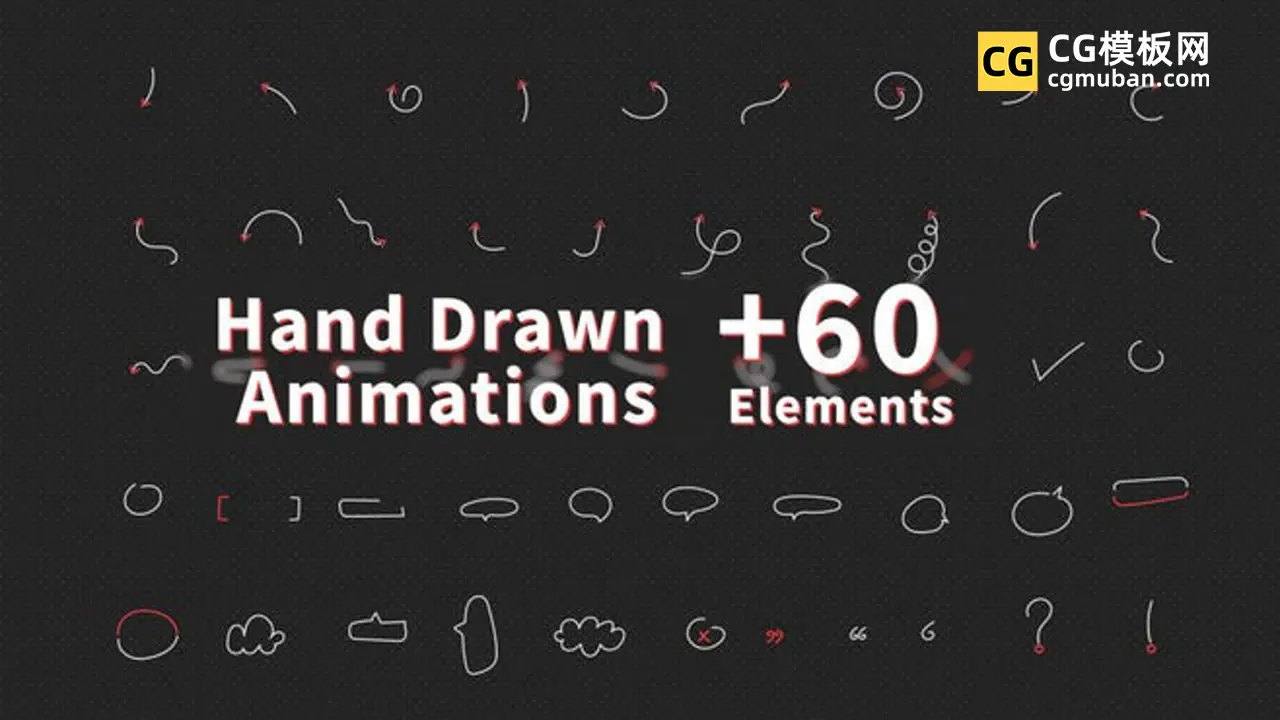 61个手绘箭头气泡符号mogrt 对错号曲线标注说明PR素材 Hand Drawn Animation插图