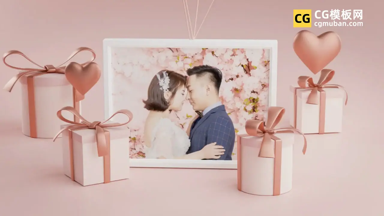 AE婚礼模板 浪漫表白放飞气球视频开场动画插图