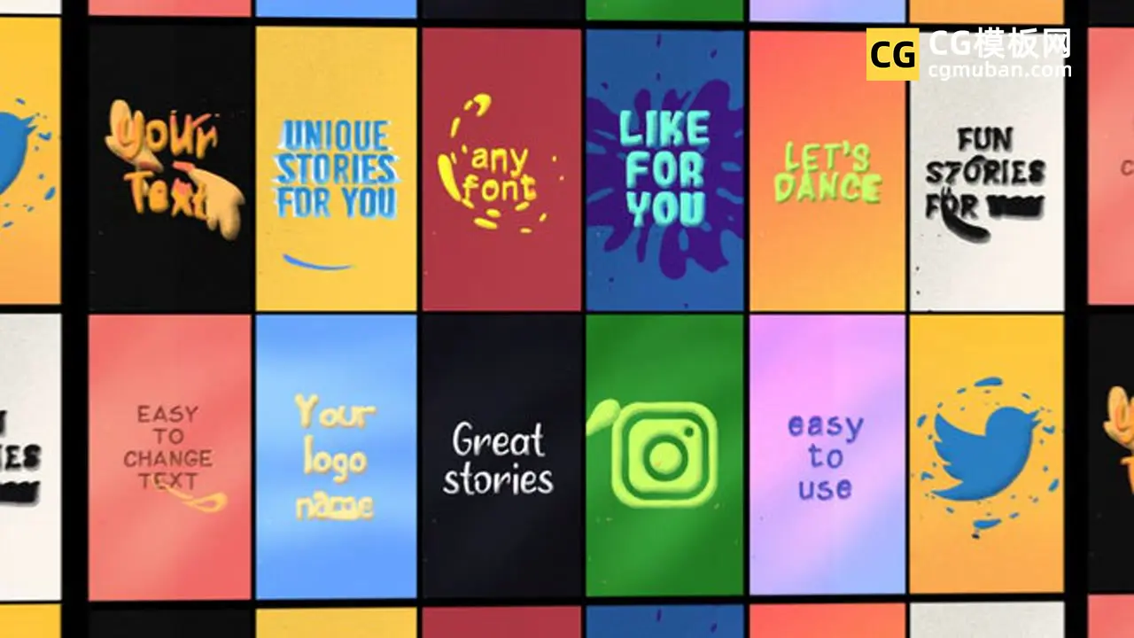 Ae标题模板 竖屏短视频水流液体油漆动态海报AE模板 Instagram Text Stories