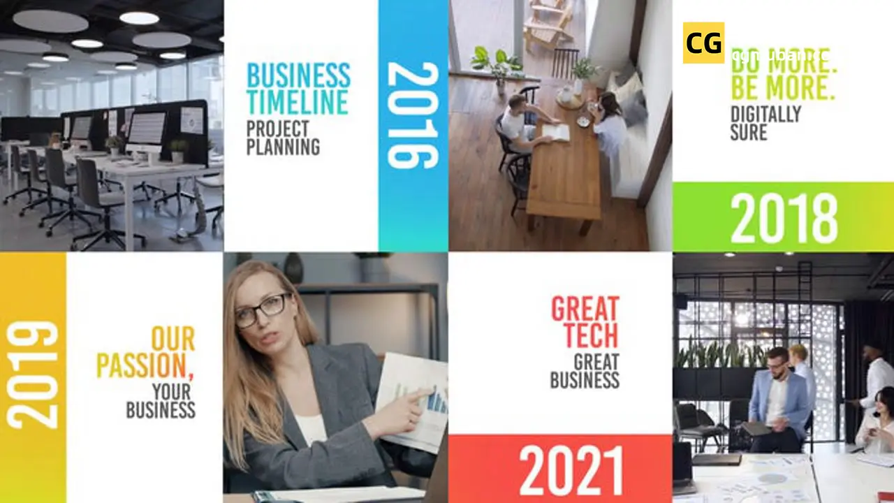 Premiere企业宣传片模板 商业商务公司活动照片展示幻灯片PR年份时间线模板 Clean Corporate Timeline插图
