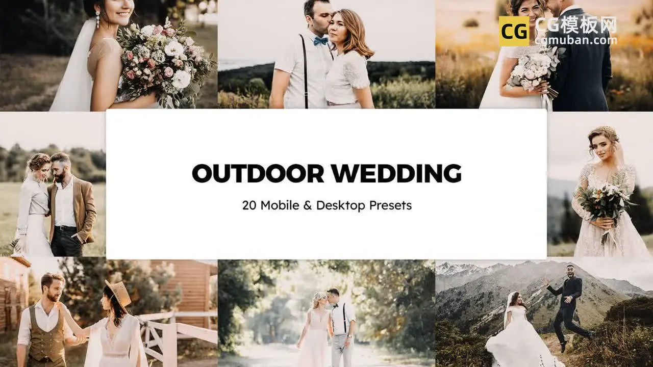 调色预设：20个户外婚礼 Lightroom 预设和 LUT 20 Outdoor Wedding Sparklestock插图