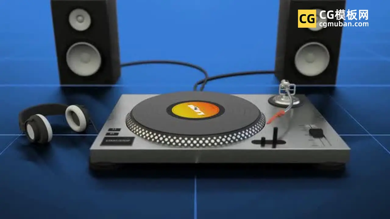 FCPX插件：黑胶唱片机片头模板 3D唱片三维音乐主题LOGO播放器动画插件 Vinyl Logo插图