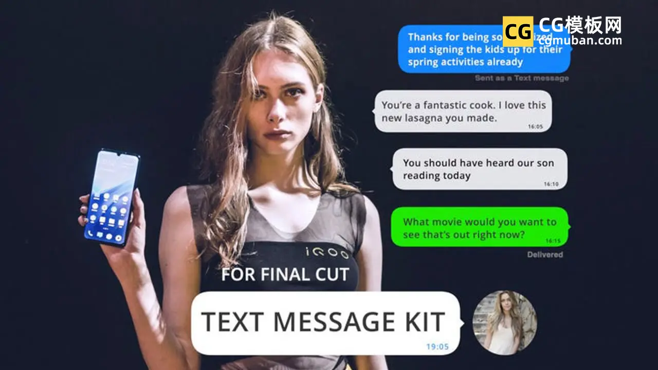 FCPX插件：自定义短信聊天框模板 文本消息对话发送弹窗finalcutpro插件 Text Message Kit插图