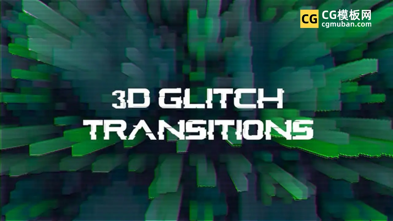 FCPX插件：三维故障像素转场模板 3D科技数字化马赛克视频过渡插件 3D Glitch Transitions插图