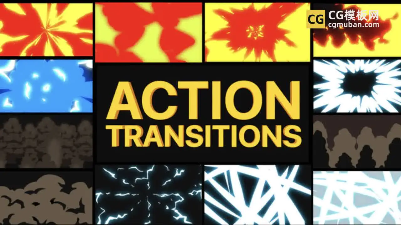 FCPX插件：火焰烟雾电流视频转场模板 卡通动画游戏动漫过渡FCPX转场 Cartoon Action Transitions插图
