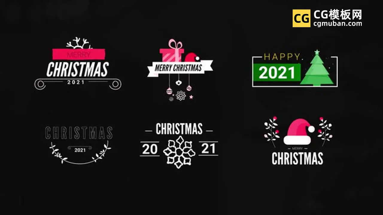 FCPX插件：圣诞节标题模板 7个新年礼物雪花视频片头finalcutpro插件 Christmas Motion Titles插图