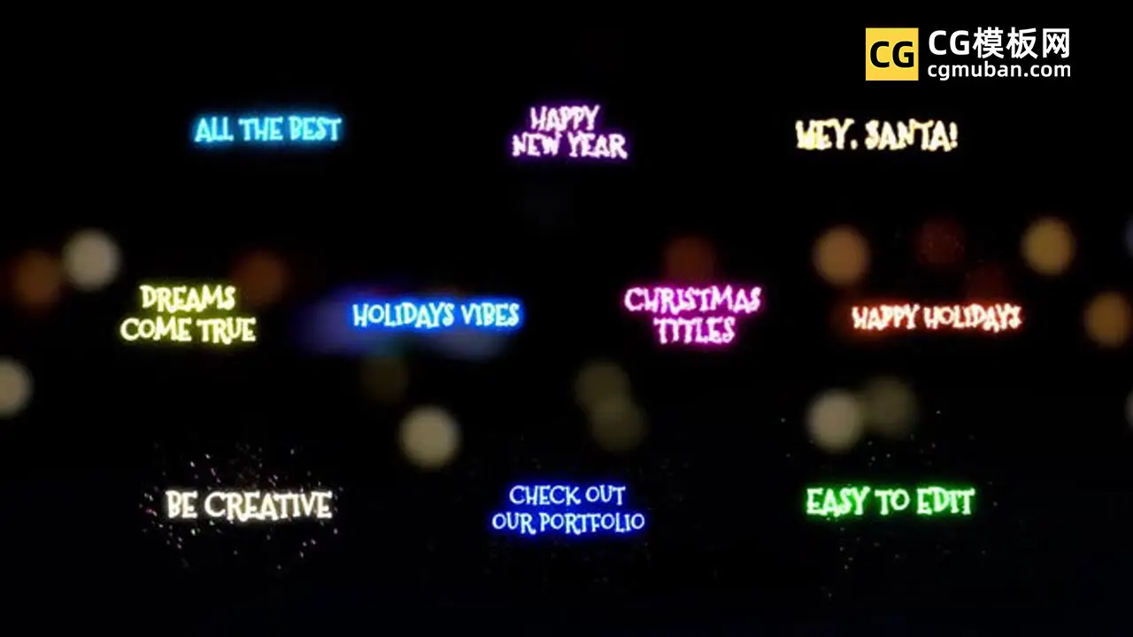 FCPX插件：魔法粒子标题模板 10个圣诞节日烟花文本标题finalcutpro插件 Christmas Magic Titles插图