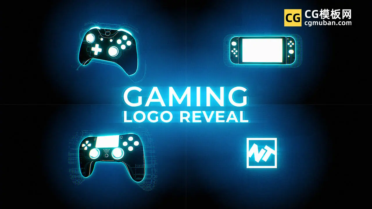 FCPX插件：游戏机LOGO展示模板 数字科技游戏UP主播片头开场 Gaming Logo Reveal插图