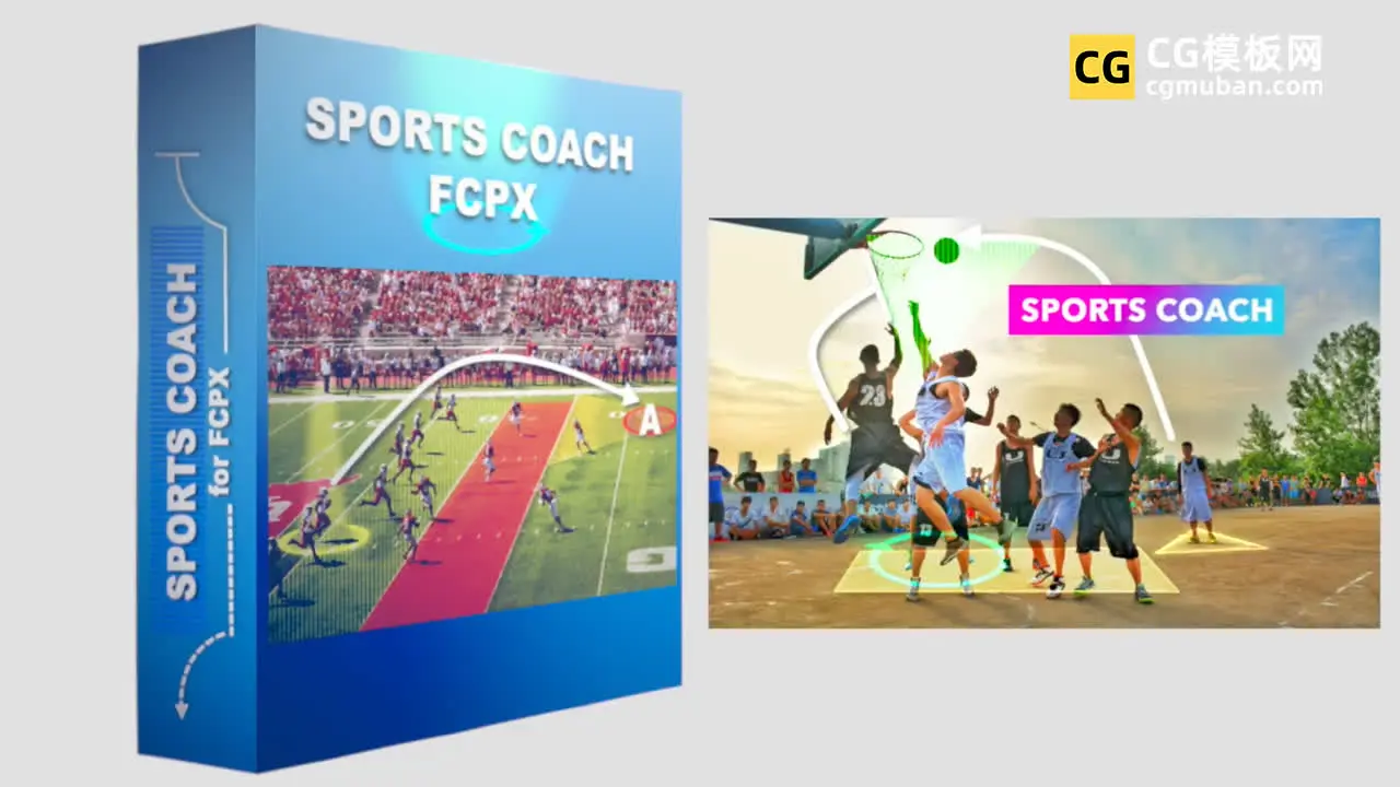 FCPX插件：足球游戏UP解说元素模板 篮球比赛走位标注指示线片头插件 Sports Coach插图
