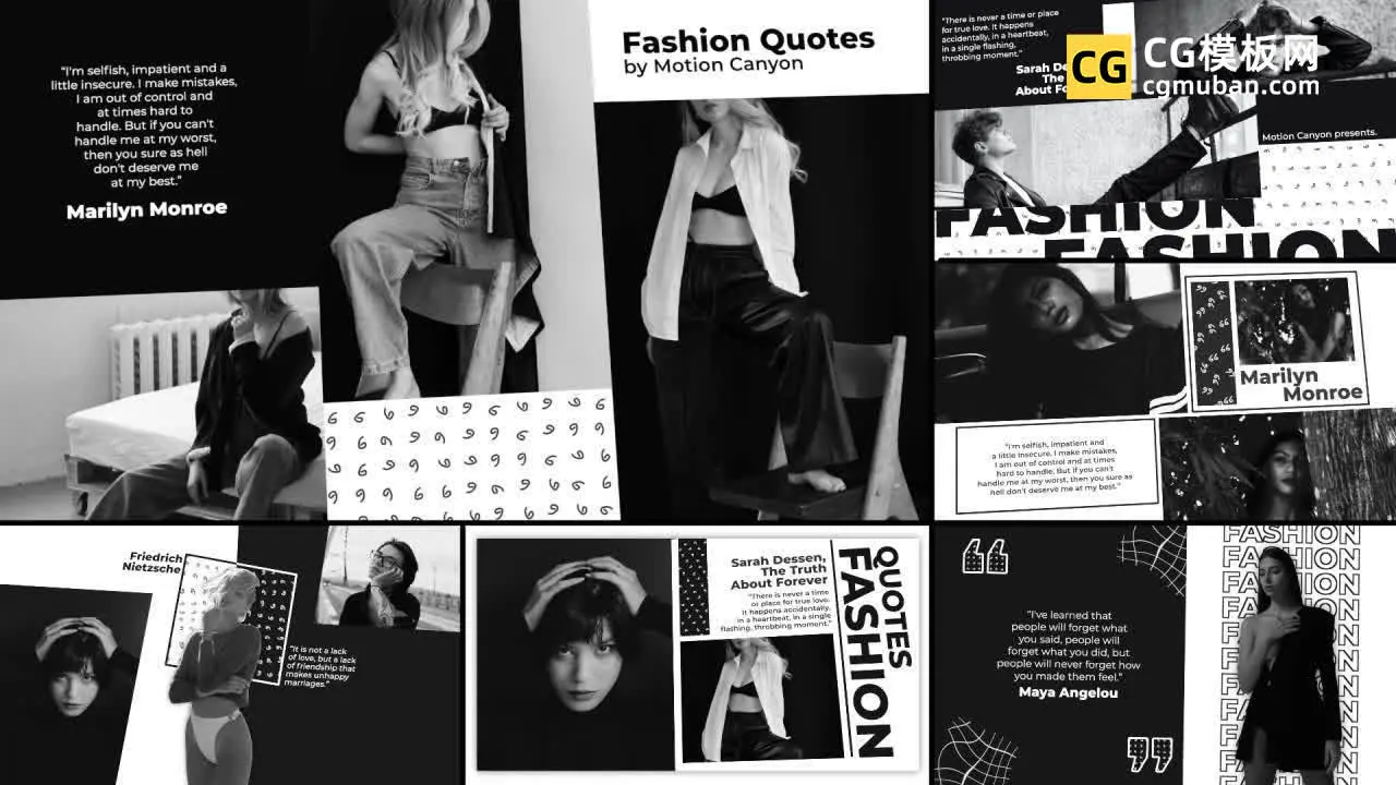 FCPX插件：演示文稿潮流广告模板 6个个人介绍文字排版海报fcpx插件 Fashion Quotes插图