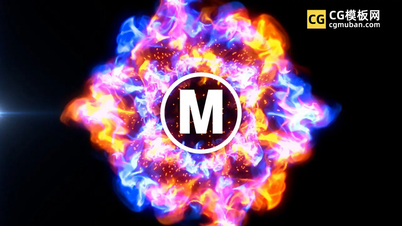 PR模板：能量粒子爆发LOGO 能量光波散开震动游戏片头Premiere模板 Logo Intro Flames插图
