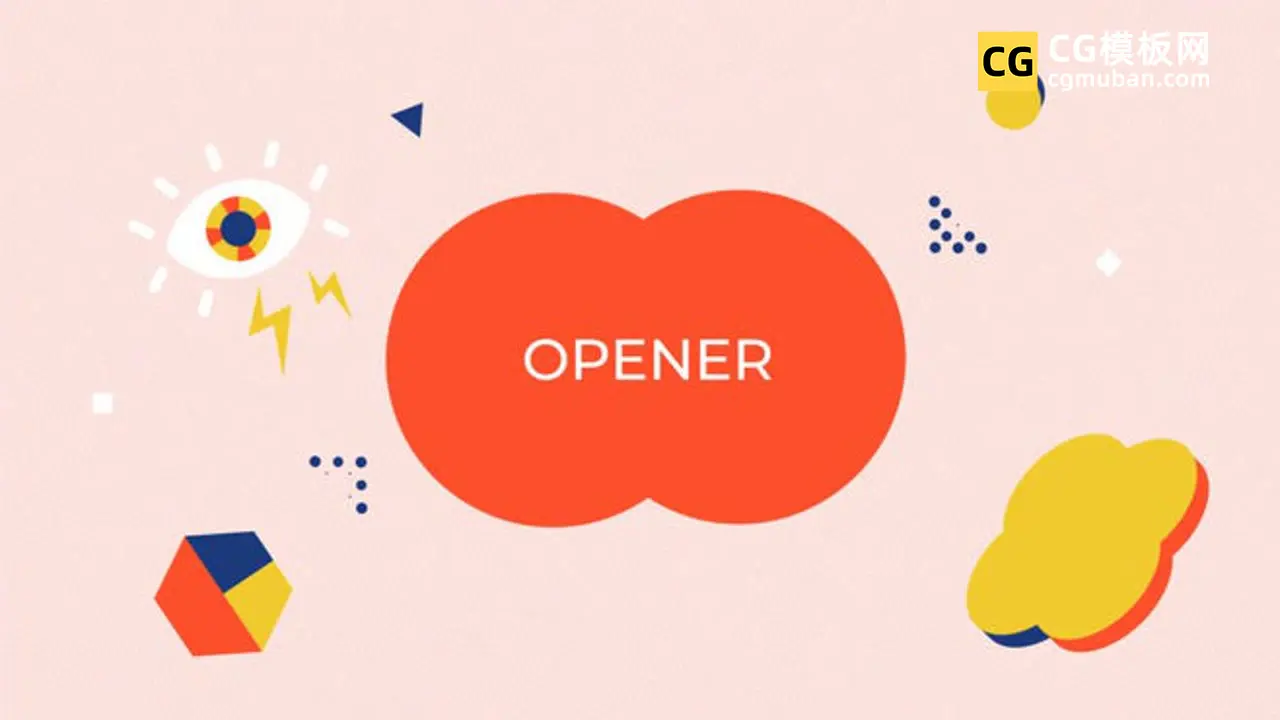 AE模板：卡通可爱孟菲斯艺术节宣传LOGO动画视频片头模板 Logo Reveal – Shape Opener插图