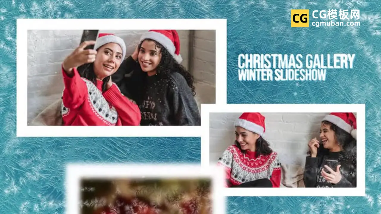 PR模板：9个冬季冰雪湖面照片展示图文相册 圣诞节家人朋友节日纪念模板 Winter Christmas Slideshow插图