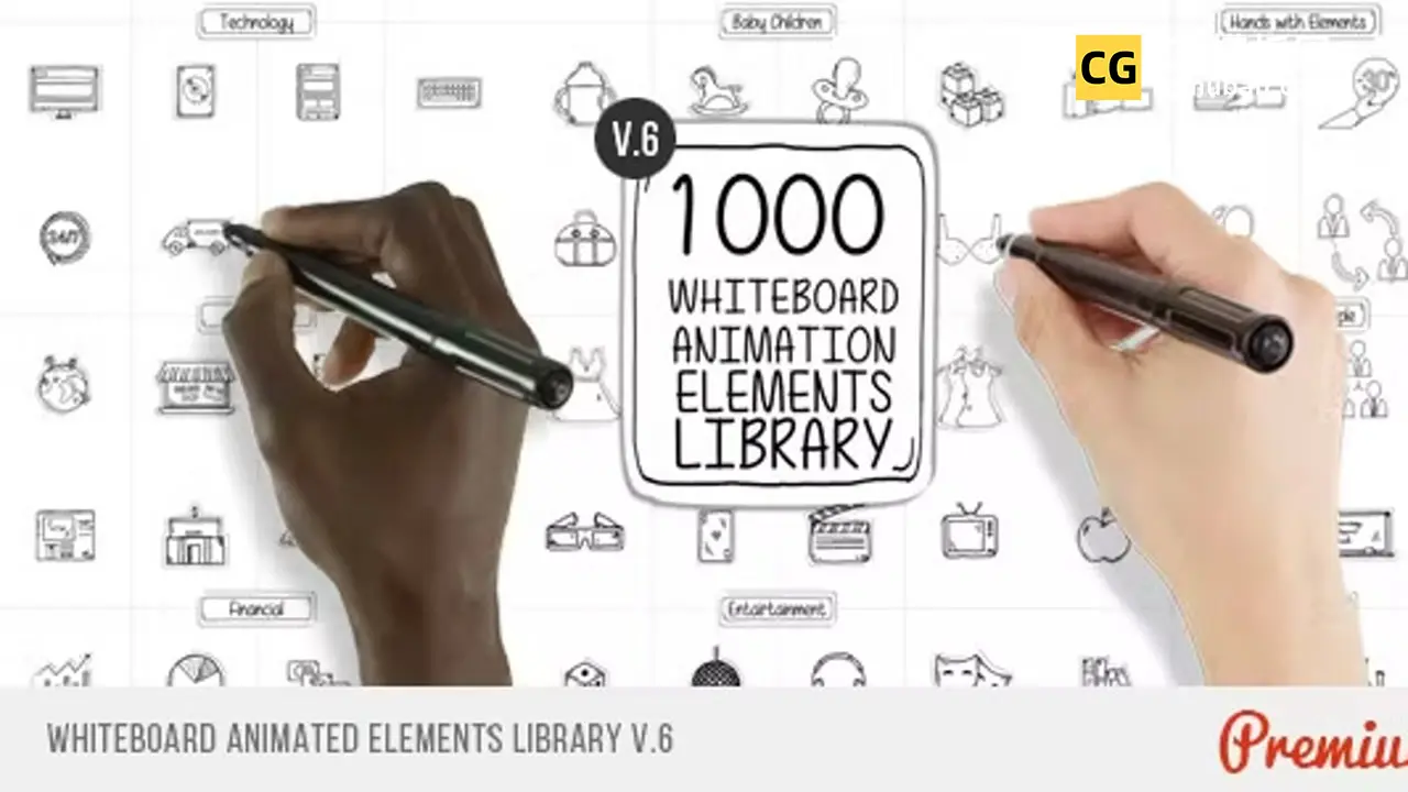 Whiteboard Animated Elements Library V.6