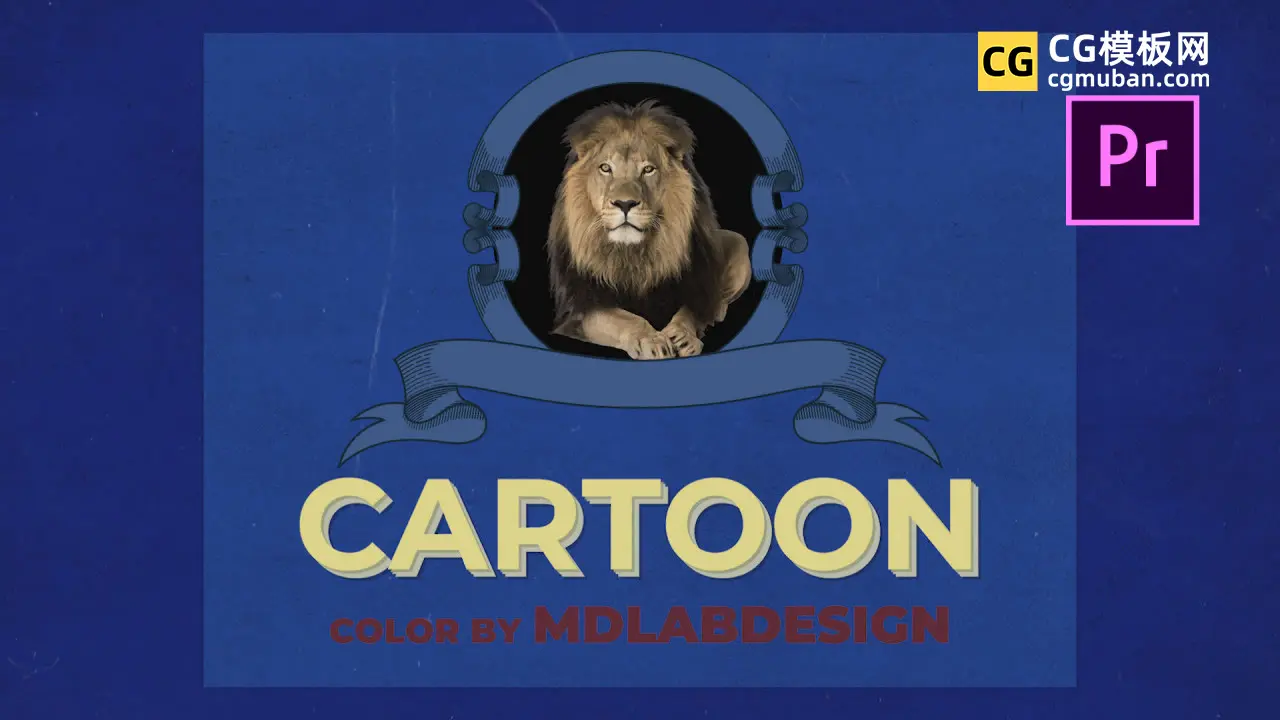 PR模板：猫和老鼠片头片尾模板 经典动画片卡通狮子头复古动漫自媒体视频模板 Cartoon Old School Promo插图