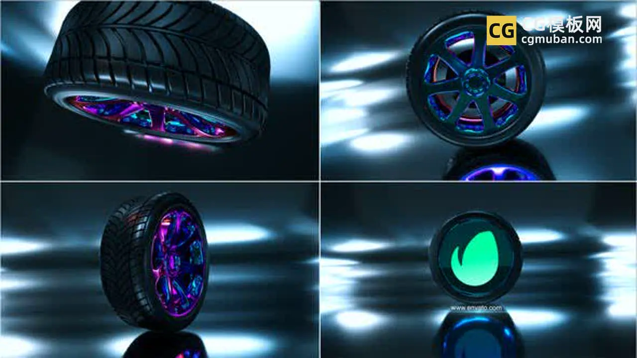 AE模板：汽车车轮标志LOGO 科幻驱动轮胎视频片头显示 Wheel Logo Reveal插图