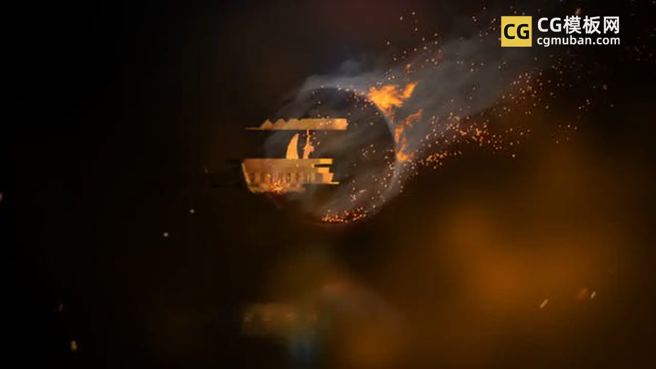 AE模板：旋转火标志展示LOGO 燃烧烟雾游戏开场火环 Rotating Fire Logo Reveal插图