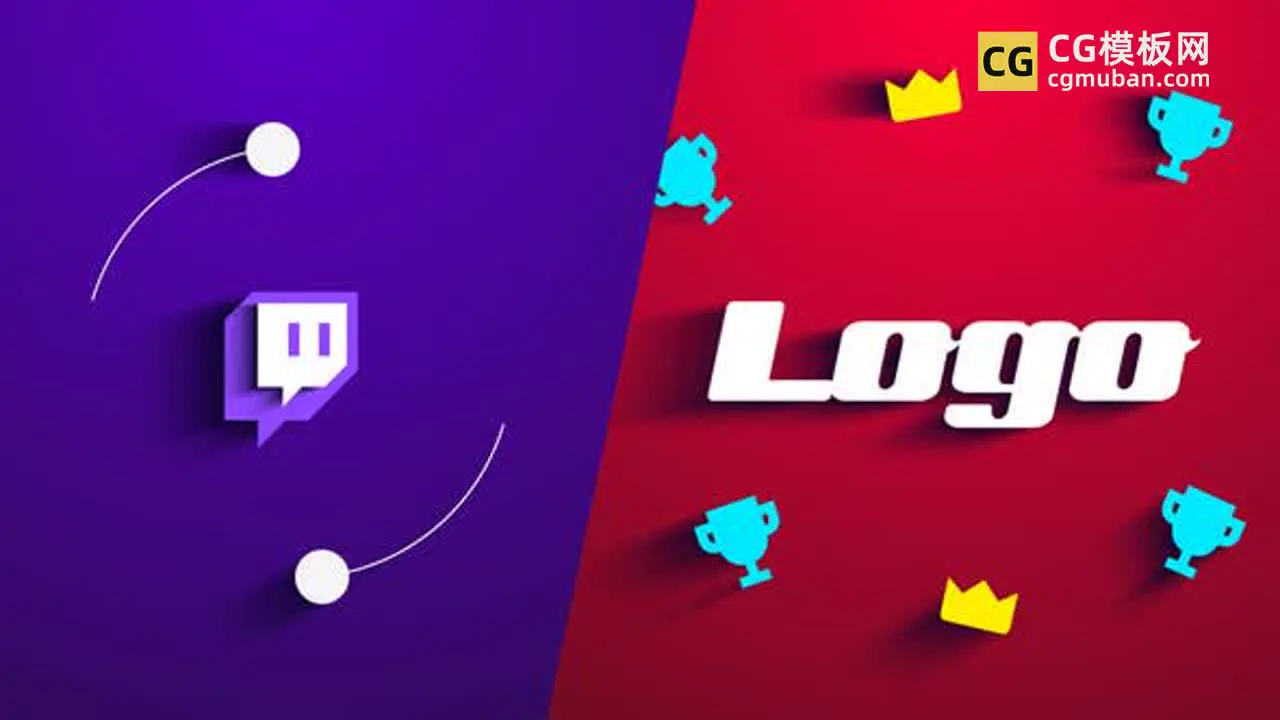 AE模板：游戏电子竞技LOGO 卡通动漫MG阴影自媒体 Twitch Logo Reveal插图