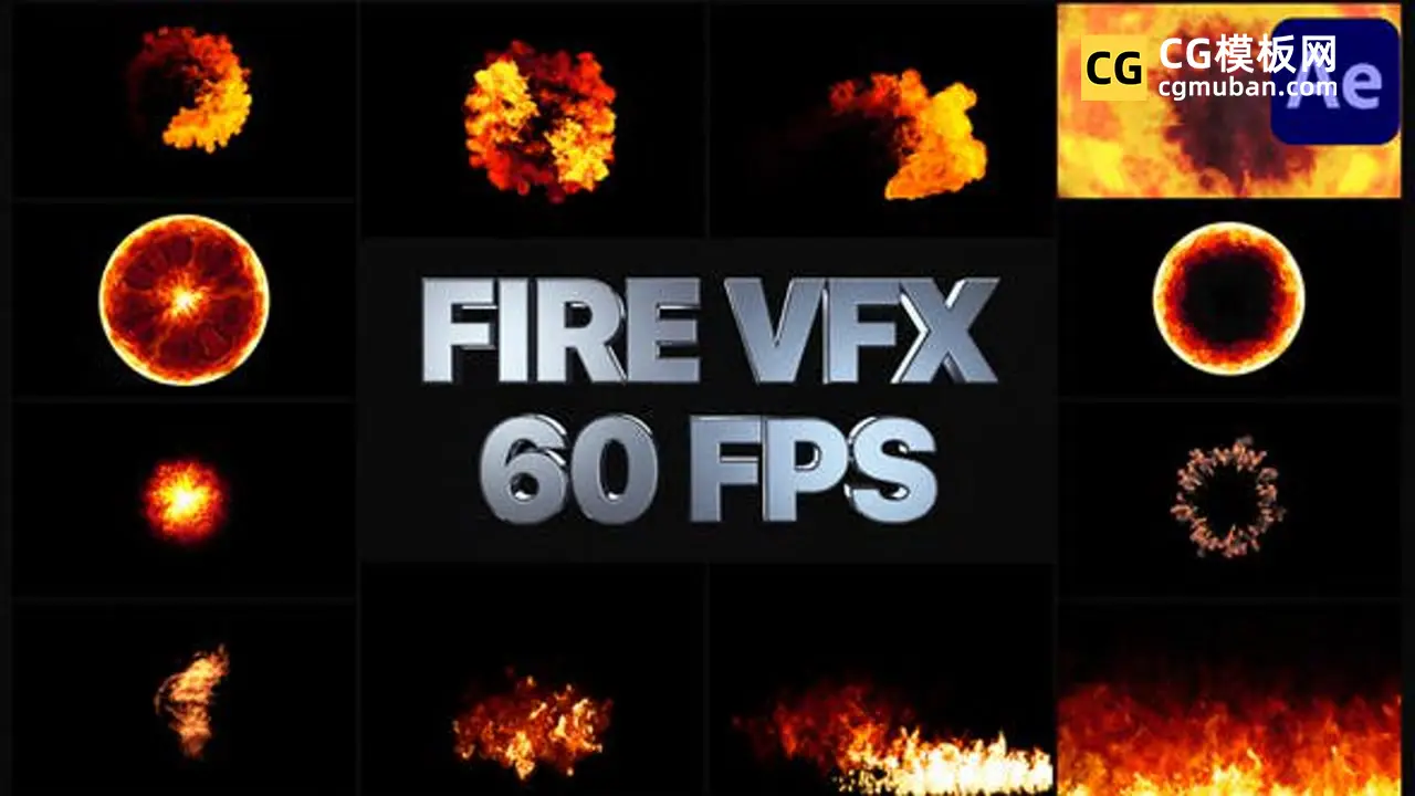 AE模板：三维粒子真实烟雾火焰喷射游戏叠加素材 Fire VFX插图