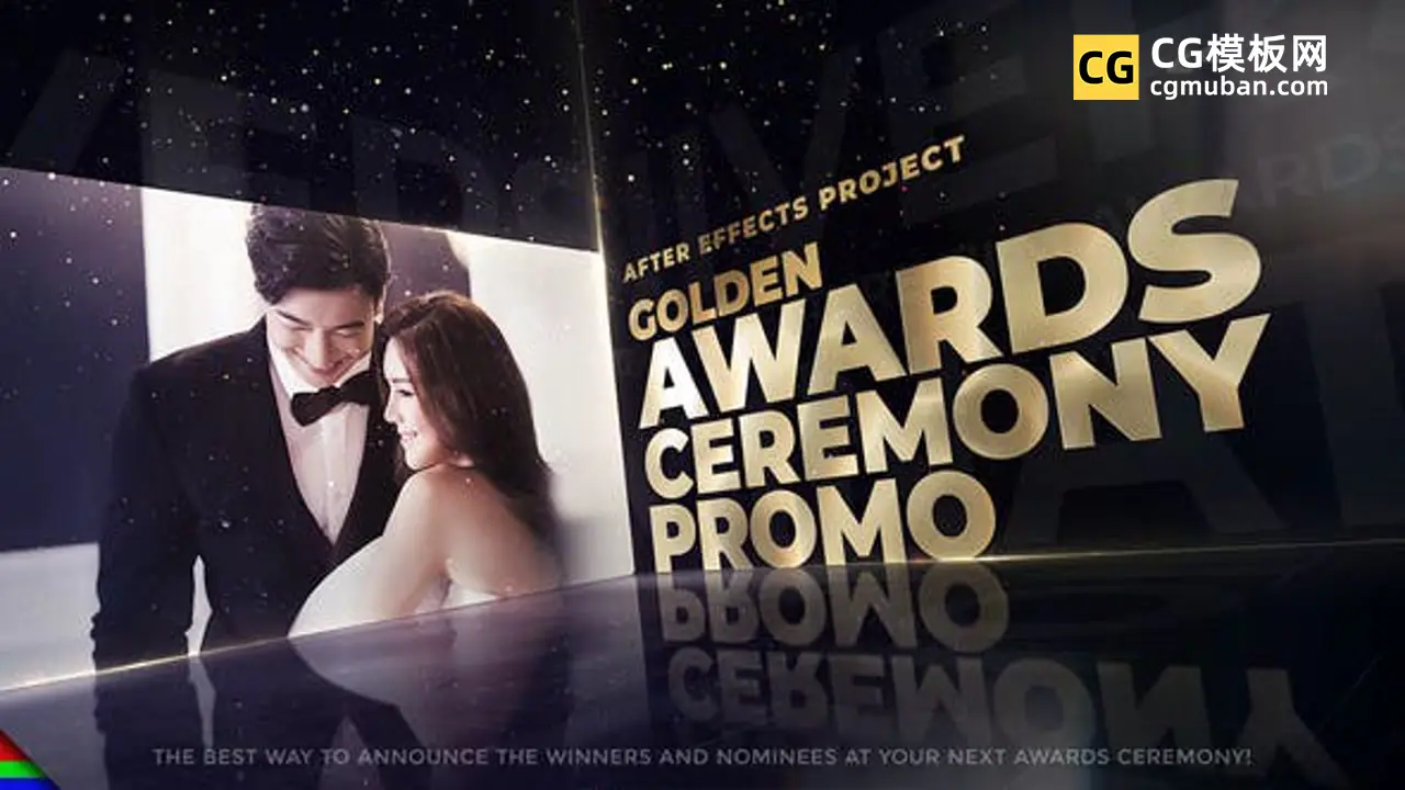AE模板：金色发光大气粒子闪耀颁奖典礼视频包装年会晚会图片视频展示AE模板 Awards Promo插图