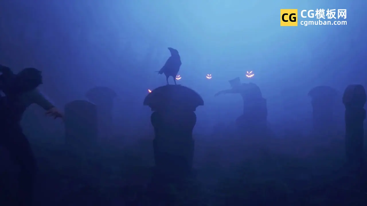PR模板：万圣节视频片头 3D坟墓穿梭吸血鬼节日活动预告PR模板 Halloween Intro插图