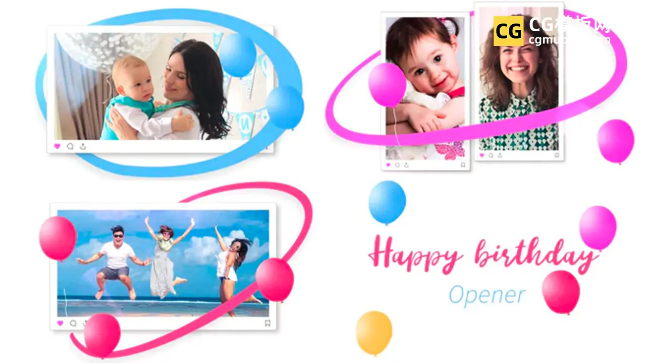 PR生日模板 可爱卡通宝宝周岁满月生日聚会照片视频回忆纪念竖屏模板 Happy Birthday Opener插图