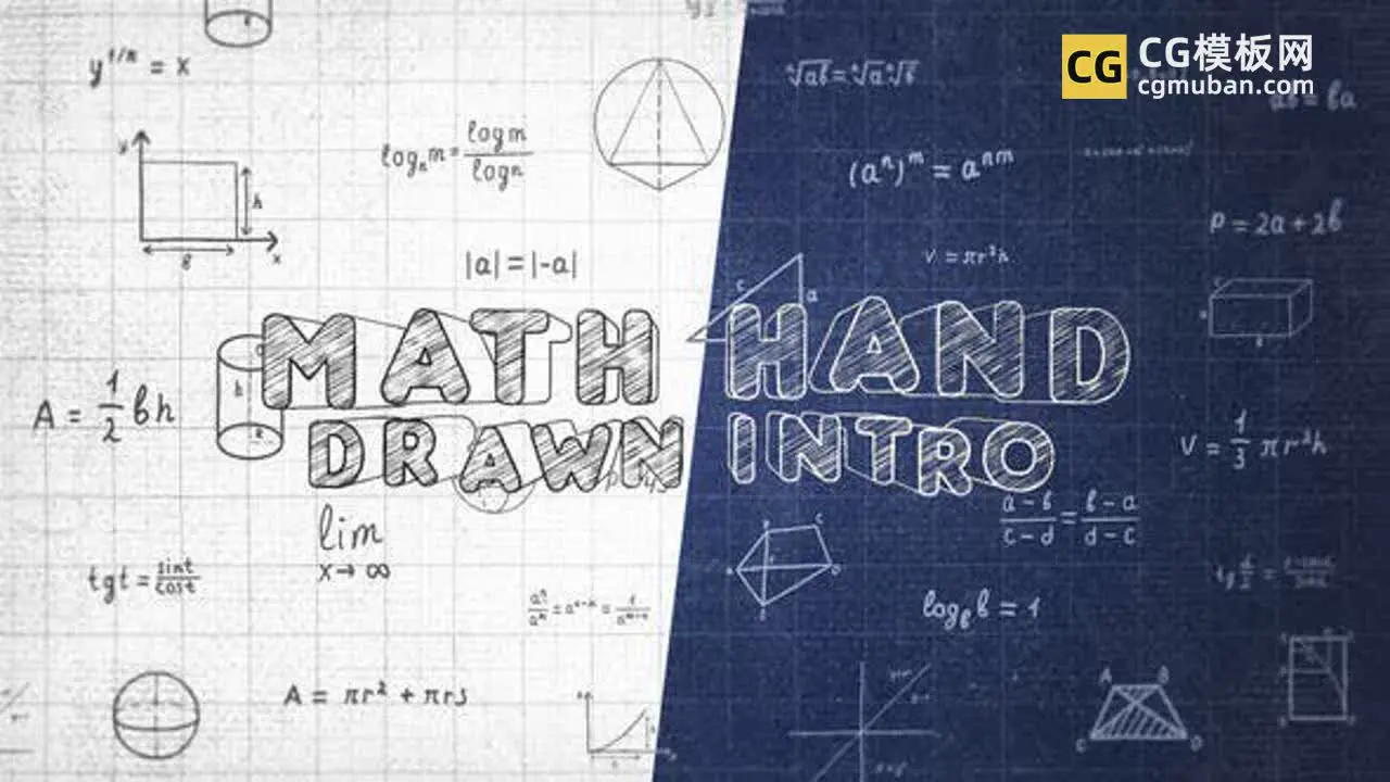 AE模板：手绘涂鸦数学题模板 公式黑板教育毕业开学校园片头 Math Hand Draw Intro插图