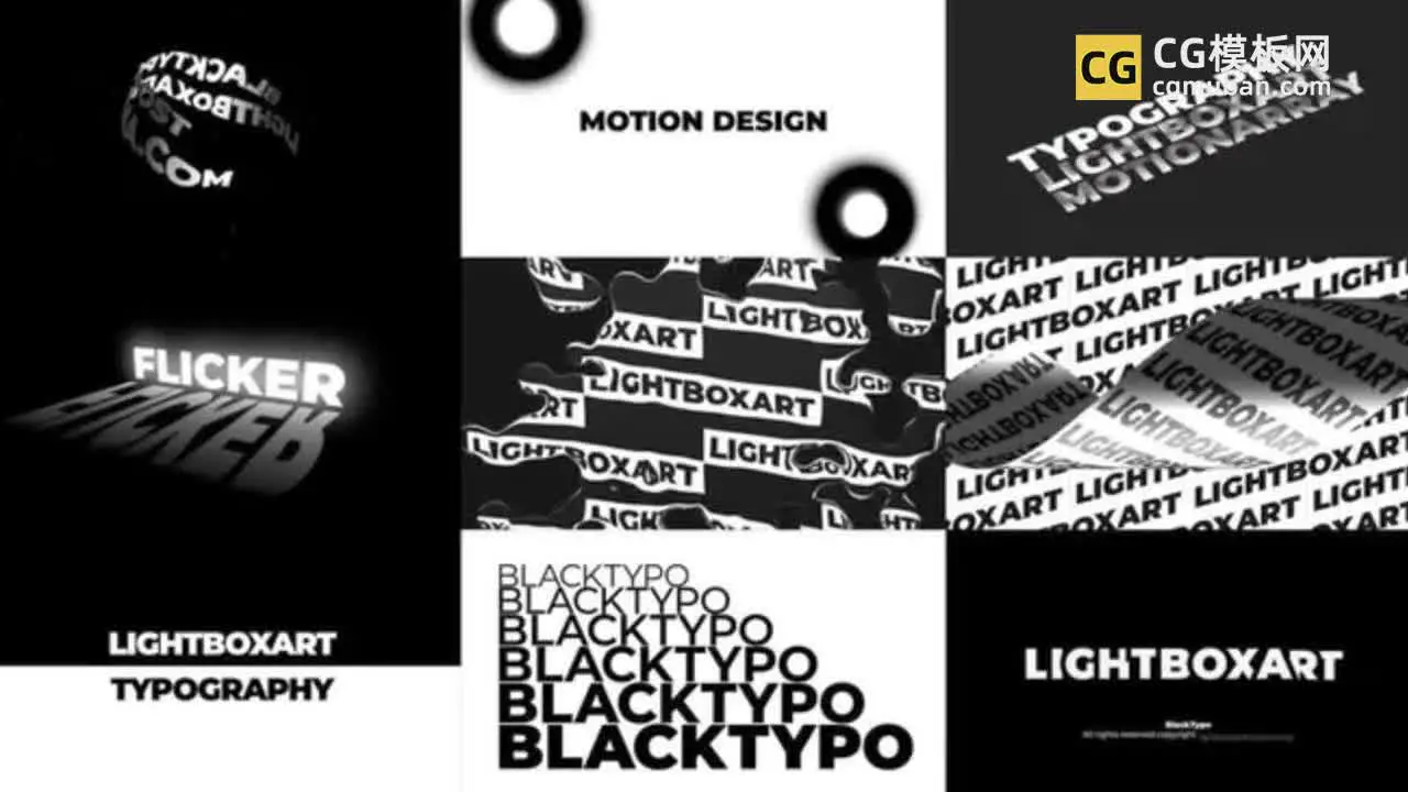 AE模板：3D潮流抽象动力学文字动画 潮流酷炫时尚动态海报全屏标题 BlackTypo插图
