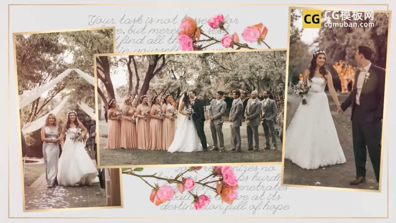 浪漫回忆图片展示婚礼暖场视频Pr开场模板图