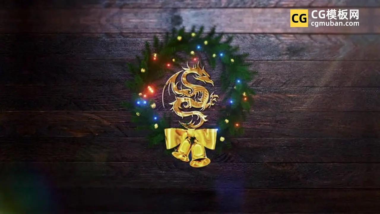 PR模板：圣诞树片头模板 圣诞彩灯花环圣诞树Premiere素材LOGO视频模板 Merry Christmas Logo插图