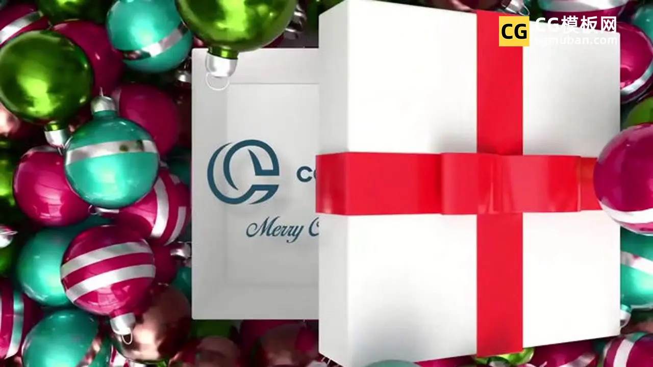 PR模板：圣诞礼物盒子打开LOGO片头展示视频PR模板 Baubles Christmas Logo插图