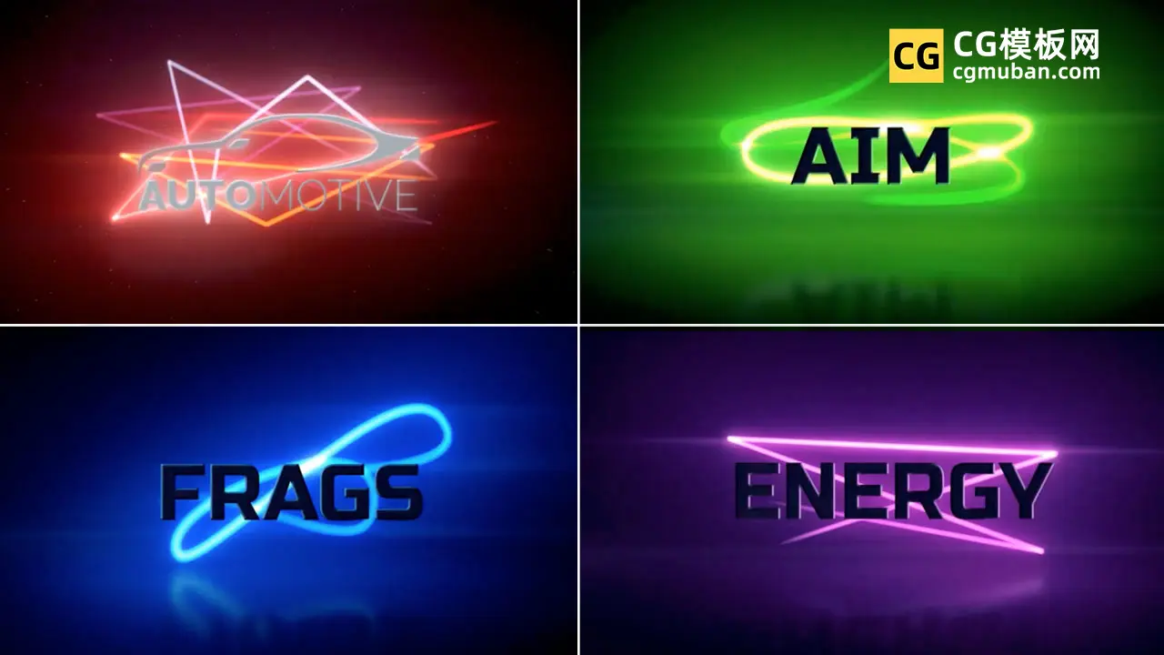 AE模板：赛博朋克炫酷霓虹灯发光线标题LOGO文字动画模板 Light Strokes Logo Reveal插图