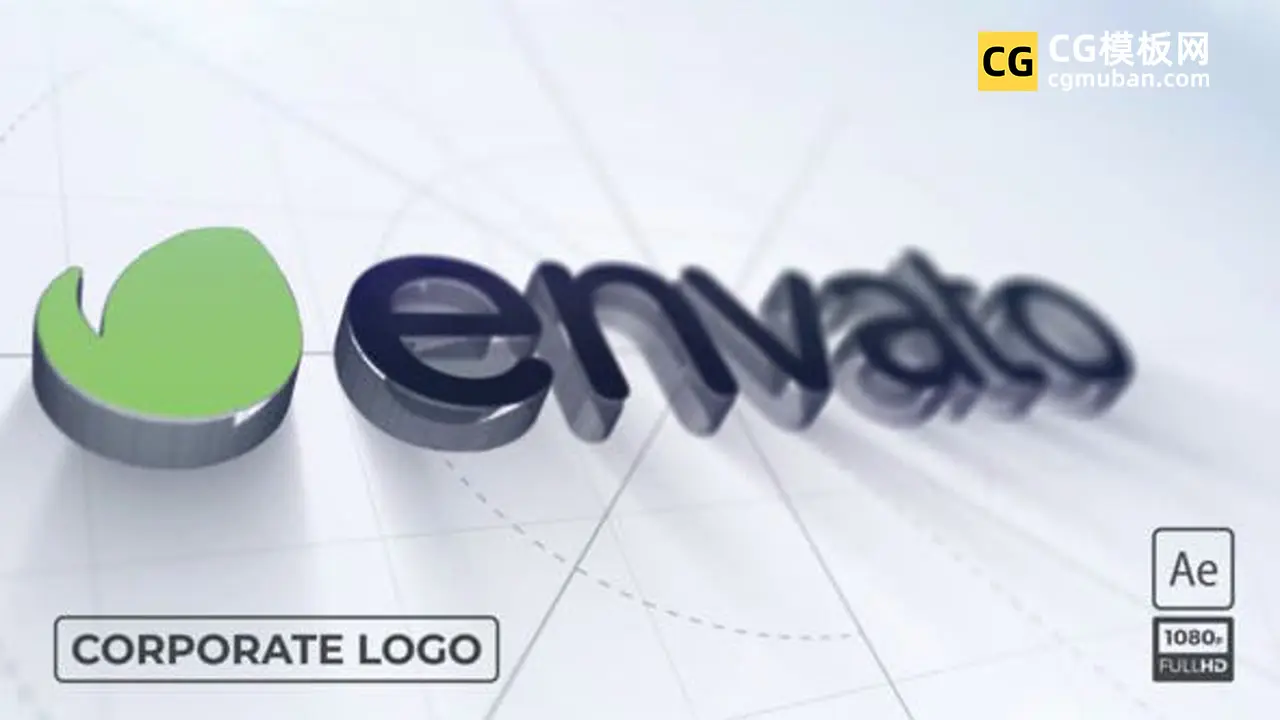 AE模板：描边轮廓填充明亮干净现代风格企业视频LOGO 草图填充企业公司品牌标志片头模板 Corporate Logo插图