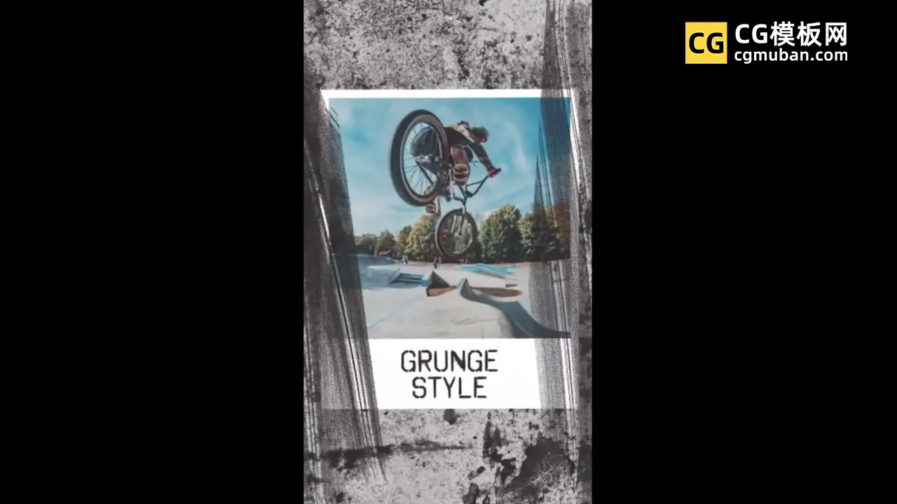 PR模板：笔刷拍立得竖屏模版 水墨潮流图文照片展示视频pr模板 Grunge Vertical Promo插图