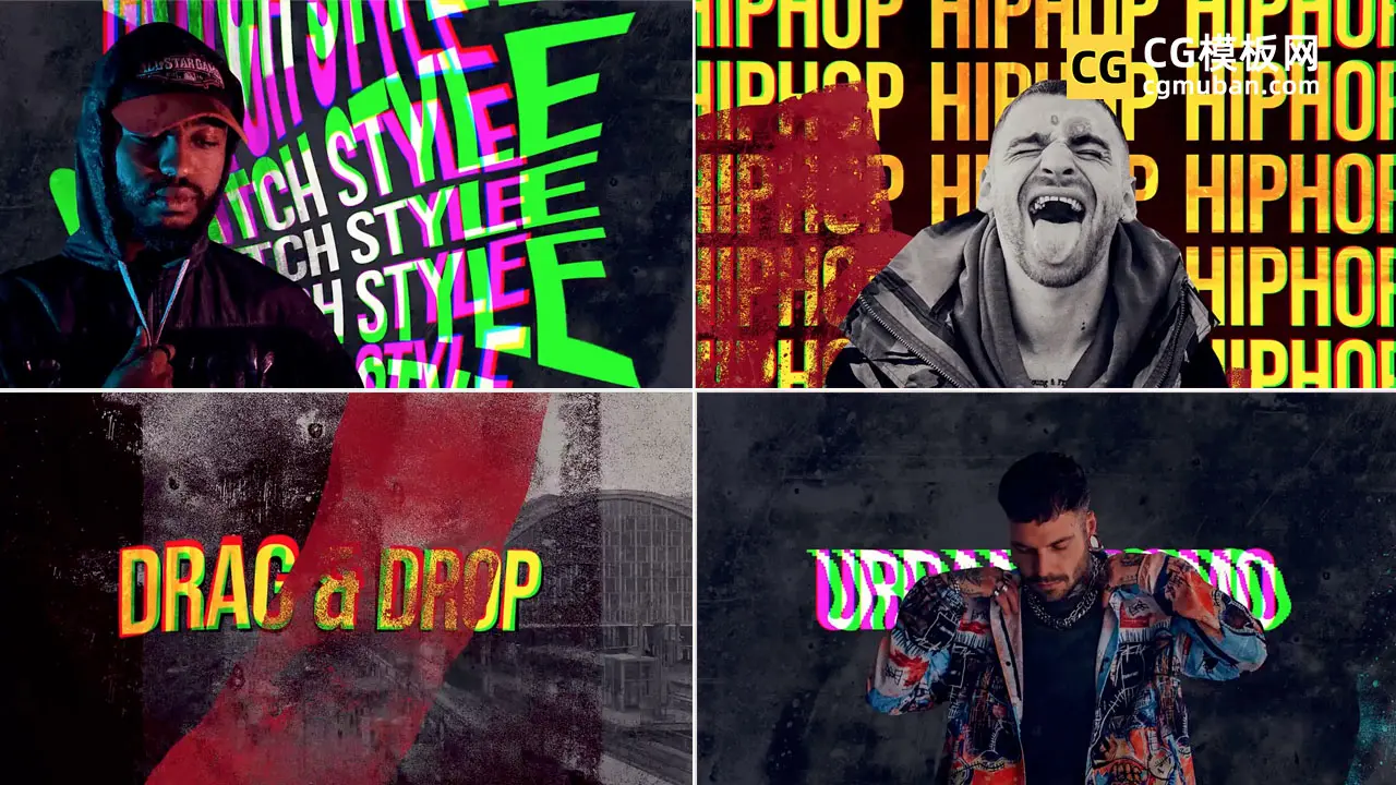 AE模板：嘻哈潮流片头预告 抽帧定格卡点笔刷酷炫演出人物乐队介绍视频模板 Hip Hop Promo插图