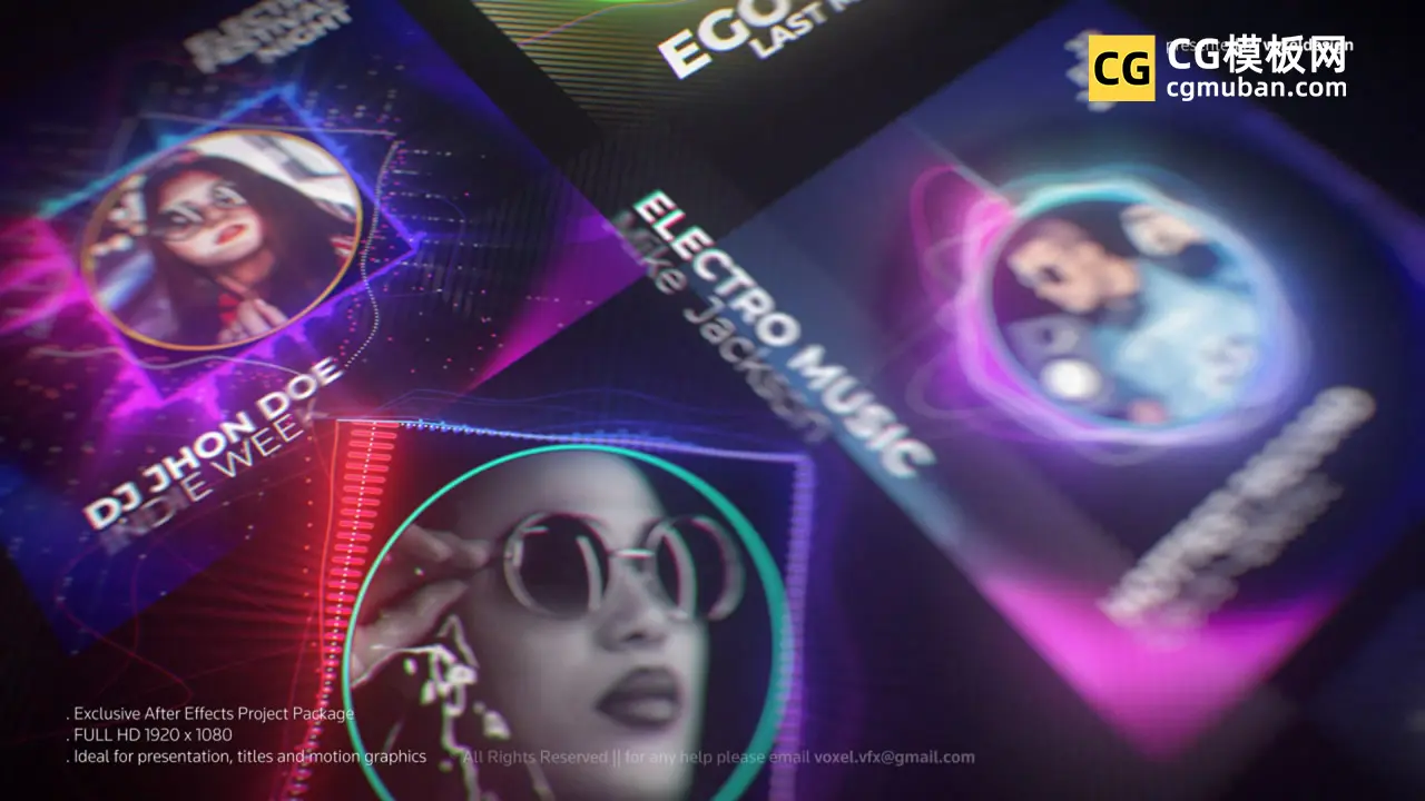 AE模板：音乐播放器模板 新歌介绍夜店酒吧音乐波形动画AE模板 DJ Artist/Music Visualizer插图