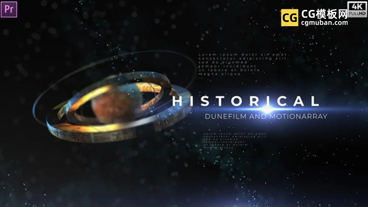 星球宇宙大气开场模板 震撼古代历史金属标题文字视频Pr模板图