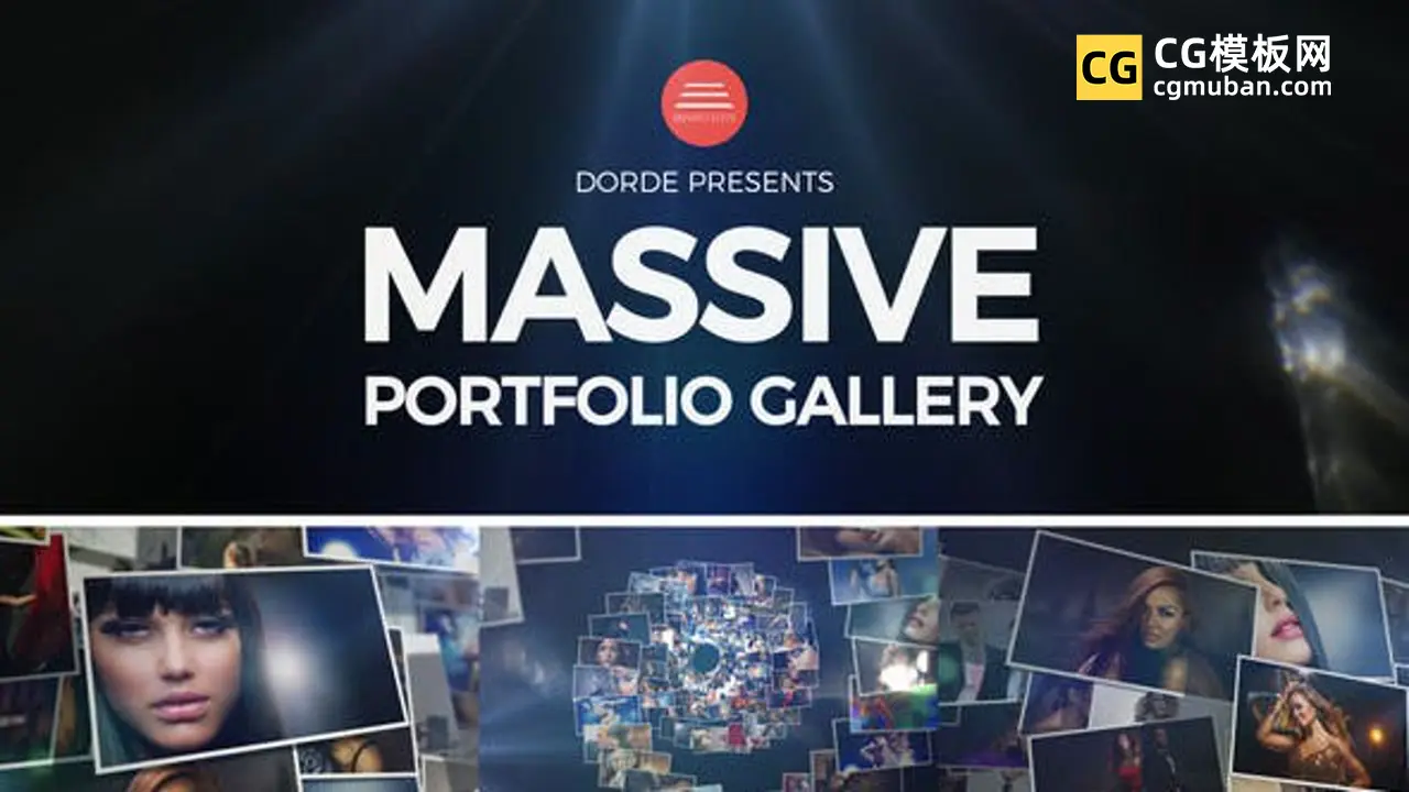 AE模板：75张商务炫光图片视频展示摄影作品集旋转图集模板 Massive portfolio gallery插图