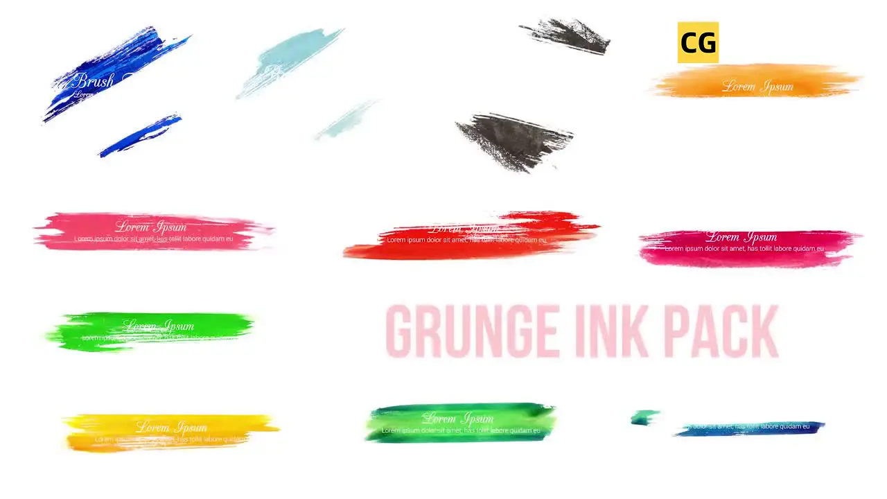 PR模板：水墨笔刷效果字幕条 视频标题转场LOGO动画PR模板包 Grunge Ink Pack插图