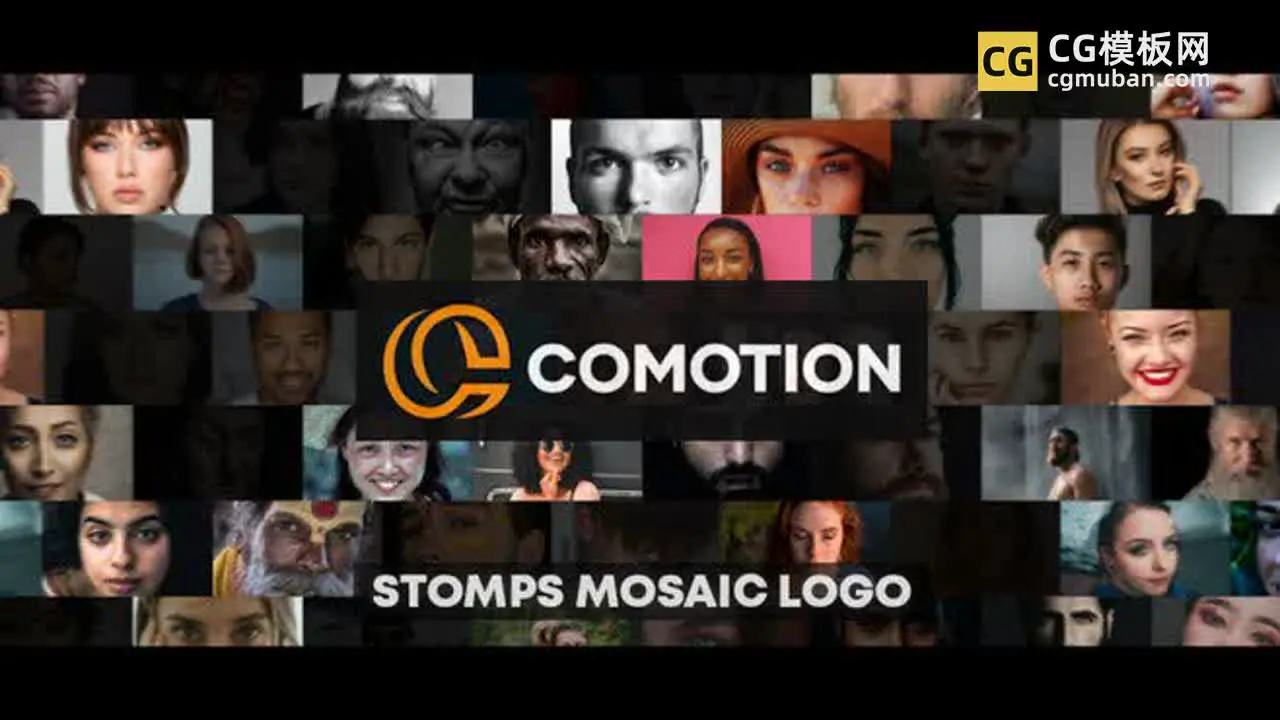 AE模板：56张图汇聚成LOGO模板 商业宣传团队介绍视频透明遮罩标题模版 Mosaic Stomp Photo Logo Reveal插图